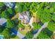Aerial view of a luxurious home surrounded by lush greenery and a serene, tree-lined neighborhood at 2111 Broadfield Run, Duluth, GA 30097