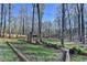 View of the backyard featuring a playhouse, wooden border and garden with blooming flowers at 3075 Superior Dr, Dacula, GA 30019