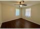 Bedroom featuring wood-look flooring, natural light, and a ceiling fan at 485 Angham Rd, Hiram, GA 30141