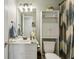 Bathroom featuring a vanity with a single sink, vanity lights, toilet, and a shower/tub combination at 1221 Fountain Head Ct, Lawrenceville, GA 30043