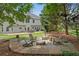 Lush backyard with stone patio and firepit, ideal for outdoor entertaining and relaxation at 1820 Hunters Moon Dr, Alpharetta, GA 30005