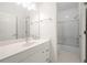 White bathroom featuring updated vanity, mirror, and glass shower doors at 35 Kenmare Hall Ne, Atlanta, GA 30324