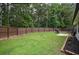 Lush backyard enclosed by a wooden fence and tall trees providing privacy at 7113 Silver Mine Xing, Austell, GA 30168