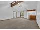 Bright and airy living room with wooden beams, skylights, and lots of open space at 361 Gordon Valley Sw Ln, Mableton, GA 30126