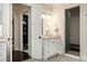 Bathroom featuring vanity, glass shower, and walk-in closet at 927 Berkshire Ne Rd, Atlanta, GA 30324