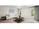 Cozy living room features a sofa, coffee table, and ample natural light from windows at 1010 Graystone Xing, Alpharetta, GA 30005