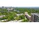 Expansive aerial view showing lush, green tree canopy, city skyline and surrounding real estate at 2277 Peachtree Ne Rd # 611, Atlanta, GA 30309