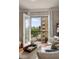 Balcony view from the living room showing city skyscape and railings at 2277 Peachtree Ne Rd # 611, Atlanta, GA 30309