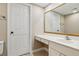 Neutral bathroom with vanity, sink, mirror and white door, offering a clean design at 4217 Wieuca Overlook Ne, Atlanta, GA 30342