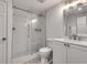 The bathroom showcases a tiled shower with glass door and a vanity with modern fixtures at 2592 River Oak Dr, Decatur, GA 30033