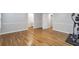 This bedroom features beautiful hardwood flooring, neutral paint, and modern trim at 1064 Saint James Xing, Brookhaven, GA 30319