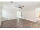 Bedroom featuring wood-look floors, neutral paint and ceiling fan at 703 Kirkwood Cir, Woodstock, GA 30189