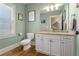 Bathroom features granite countertop, white cabinets and ample light at 192 Chicopee Dr, Marietta, GA 30060