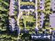 An aerial view of a community showcasing a lush, green grass park and tree-lined streets at 2303 Waters Edge Trl, Roswell, GA 30075