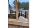 View from inside, showing the exterior's black metal fence and steps at 101 Pearl St, Woodstock, GA 30188