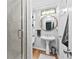 Bathroom featuring a glass-enclosed shower, a modern vanity, and stylish fixtures at 6069 Queens River Dr, Mableton, GA 30126