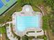 Overhead shot of the community pool area showing chairs and landscaping at 6069 Queens River Dr, Mableton, GA 30126