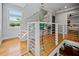 Bright hallway features modern railings and wood floors, leading to bedrooms at 670 Parker Ave, Decatur, GA 30032