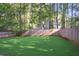 Picturesque backyard with a well-manicured lawn, enclosed by a privacy fence and mature trees at 4856 Saddlerun Ln, Powder Springs, GA 30127