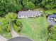 Gorgeous aerial view of a well-manicured lawn and charming single-story home at 4855 Kendall Ct, Atlanta, GA 30342