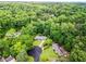 Stunning aerial view of the home nestled within lush, mature trees and landscaping at 4855 Kendall Ct, Atlanta, GA 30342