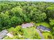 Beautiful aerial shot of a home with large grassy yard and surrounding mature trees at 4855 Kendall Ct, Atlanta, GA 30342
