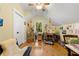 Bright studio space featuring hardwood floors, an easel, and a ceiling fan at 2655 Appian Way, Decatur, GA 30030