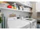 Bright laundry room with modern washer and dryer and plenty of storage space at 4040 Summit Dr, Marietta, GA 30068