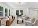 Comfortable living room featuring ample natural light and a modern lighting fixture at 1980 Oakdale Se Ct, Smyrna, GA 30082