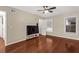 Spacious main bedroom featuring a ceiling fan, hardwood floors and lots of natural light at 1101 Collier Rd # K2, Atlanta, GA 30318