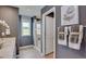 Stylish bathroom features a walk-in shower, decorative towels, and large window at 146 Kingsley Way, Acworth, GA 30102