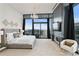Well-lit bedroom with a plush bed, contemporary decor, and floor to ceiling windows at 3107 Peachtree Ne Rd # 2003 Aka Ph3, Atlanta, GA 30305