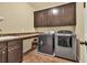 Functional laundry room with ample cabinet space and modern washer and dryer units at 3865 Pointer Rd, Loganville, GA 30052