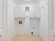 Clean laundry room with white cabinets and connection points at 2910 Waverly Place Dr, Dacula, GA 30019