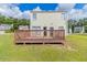 Backyard with wood deck and a grassy yard at 7623 Mcgillicuty Dr, Union City, GA 30291