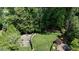 Aerial view showcasing a spacious backyard with basketball court, patio, and play area at 1890 Silvastone Dr, Decatur, GA 30033