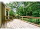 Large wooden deck features wooden railings with view of the expansive backyard at 2430 Harbin Springs Cv, Dacula, GA 30019