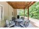 Covered patio features outdoor seating and a grill at 1045 Legacy Walk, Woodstock, GA 30189