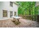 A spacious wooden deck is perfect for entertaining with views of the backyard surrounded by mature trees at 1763 Benningfield Sw Dr, Marietta, GA 30064