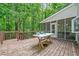 A spacious deck overlooking a lush, wooded yard provides a tranquil outdoor space for entertaining and relaxation at 1763 Benningfield Sw Dr, Marietta, GA 30064