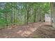 This backyard offers a wooded area and a wooden fence at 7078 Ravenwood Ln, Lithonia, GA 30038