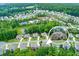 Aerial view of a lovely neighborhood featuring well-maintained homes and lush green spaces at 225 Sundance Dr, Woodstock, GA 30188