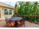 Inviting back deck with outdoor seating, overlooking a serene wooded area at 225 Sundance Dr, Woodstock, GA 30188