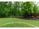 Lush backyard with a well-maintained lawn and landscaped garden beds at 225 Sundance Dr, Woodstock, GA 30188