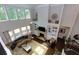 Spacious living room with soaring ceilings, large windows, and cozy fireplace at 225 Sundance Dr, Woodstock, GA 30188