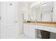 Well lit bathroom featuring granite countertop, white cabinets, and brushed nickel hardware at 3475 Oak Valley Ne Rd # 950, Atlanta, GA 30326