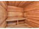 Interior view of a dry sauna featuring wooden bench seating and cedar paneling at 3475 Oak Valley Ne Rd # 950, Atlanta, GA 30326