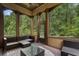 Inviting screened porch featuring ample seating and a stylish glass coffee table at 3301 Chastain Ridge Dr, Marietta, GA 30066
