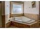 Bathroom featuring a soaking tub with tiled surround and a window above at 15 Walnut Ridge Way, Covington, GA 30014