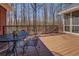 Outdoor deck with iron table set perfect for outdoor entertaining or relaxing with a wooded view at 15 Walnut Ridge Way, Covington, GA 30014